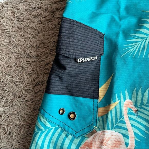 Ocean Current Gray / Blue Flamingo Swim Trunks Size 36 - Picture 8 of 10